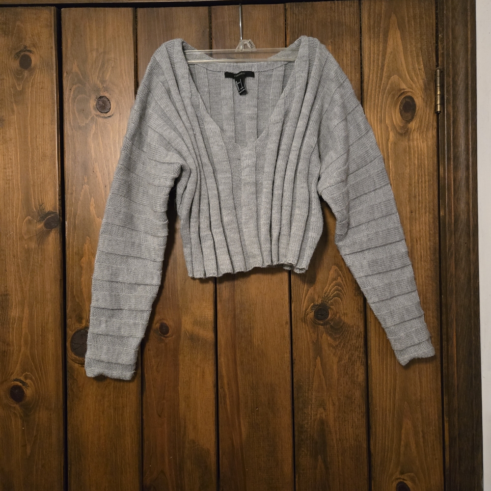 Forever 21 Heather Gray V-Neck Sweater